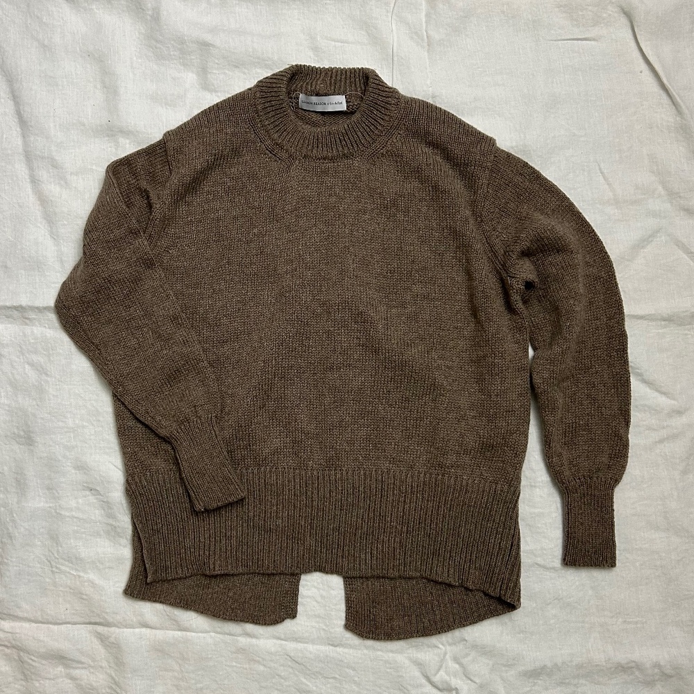 Casual Brown Asymmetrical Knit Sweater